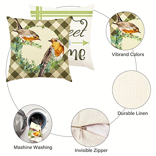 MOMOHOO-Farmhouse-Throw-Pillow-Covers-18x18inch-Bird-Wreath-Spring-Decorative-Pillow-Covers-Sweet-Home-Pillowcase-Summer-Daisy-Couch-Outdoor-Pillow-Covers-Decorations MOMOHOO Farmhouse Throw Pillow Covers 18x18inch Bird Wreath Spring Decorative Pillow Covers Sweet Home Pillowcase Summer Daisy Couch Outdoor Pillow Covers Decorations