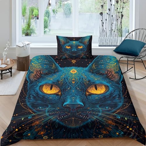 Housse de couette chat anti-plis et facile à laver lit simple - 2