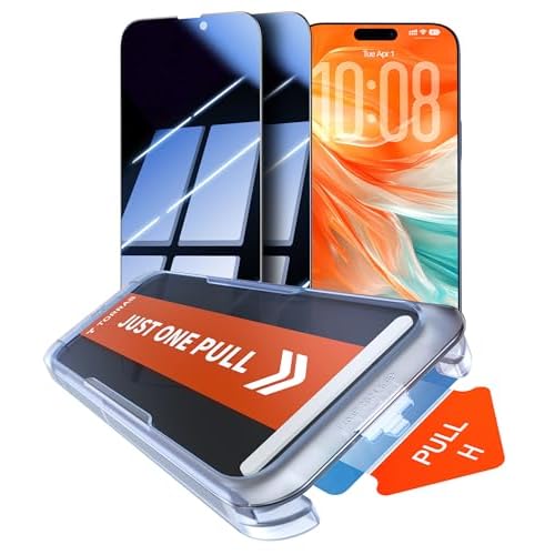TORRAS Uncrackable 9H+ for iPhone 17 Pro Max Privacy Screen Protector [ 12FT Military-Grade Anti Shatter] [Top 25° Anti Spy, Data Protection] Full Coverage Tempered Glass, 2-Pack 6.9" 17 Pro