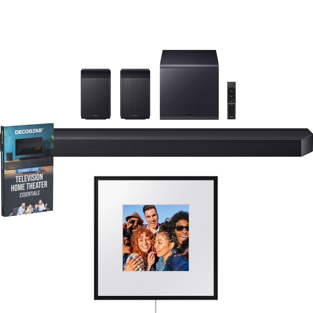 Samsung Q Series Soundbar HW-Q990F 11.1.4 ch Subwoofer + Rear Speaker (2025) Bundle with HW-LS60D/ZA Photo Music Frame Smart Speaker & Deco Gear Complete Home Theater Beginner's Guidebook