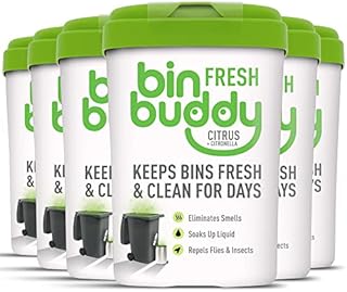 Bin Buddy Fresh Citrus, 450g, Pack of 6, Bin Freshener Deodoriser Powder, Leaves Your Bin Smelling Great, Suitable for Indoor and Outdoor Bins