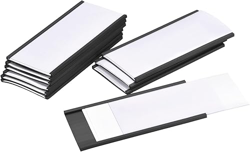 MECCANIXITY Portaetiquetas magnético de goma de canal C de 4 x 2 pulgadas para organizar estantes de metal, archivadores de oficina, paquete de 10