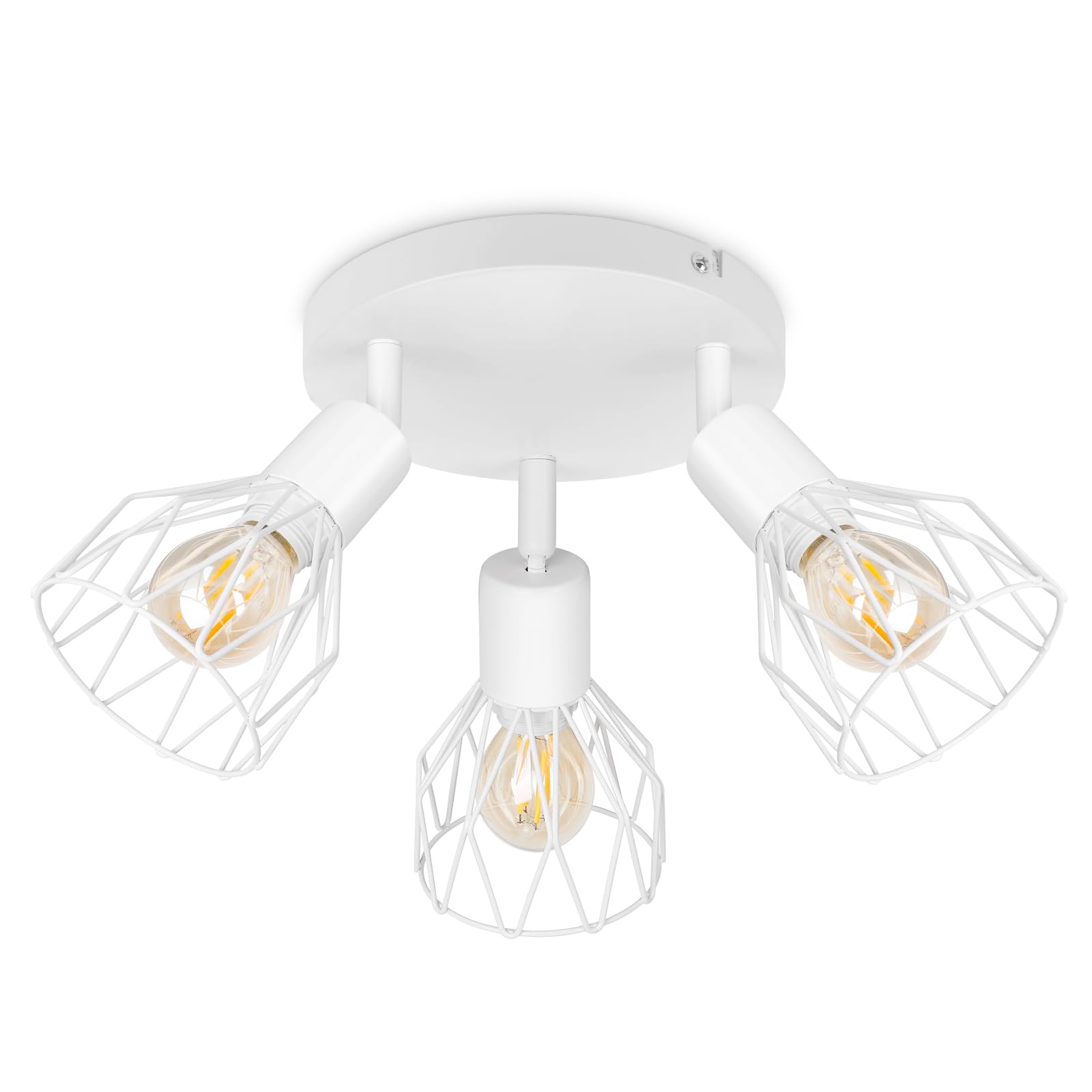 Lampara Foco Techo LED 3 Focos E14 - Focos Para el Techo Salón Redondo Blanco - Foco de Techo LED Cocina Moderno Orientable Dormitorio Lámpara de Techo - Sin Bombilla