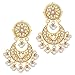 Aheli Faux Kundan Beads Strand Necklace Earrings Maang Tikka Bollywood Traditional Fashion Statement Jewelry Set Gift for Women (White)