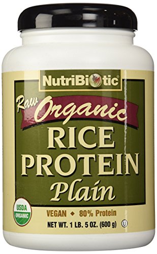 Image of NutriBiotic Certified Organic Plain Rice Protein, 21 Ounce | Low Carbohydrate Vegan Protein Powder | Raw, Certified Kosher & Keto Friendly | Made Without Chemicals, GMOs & Gluten | Easy to Digest