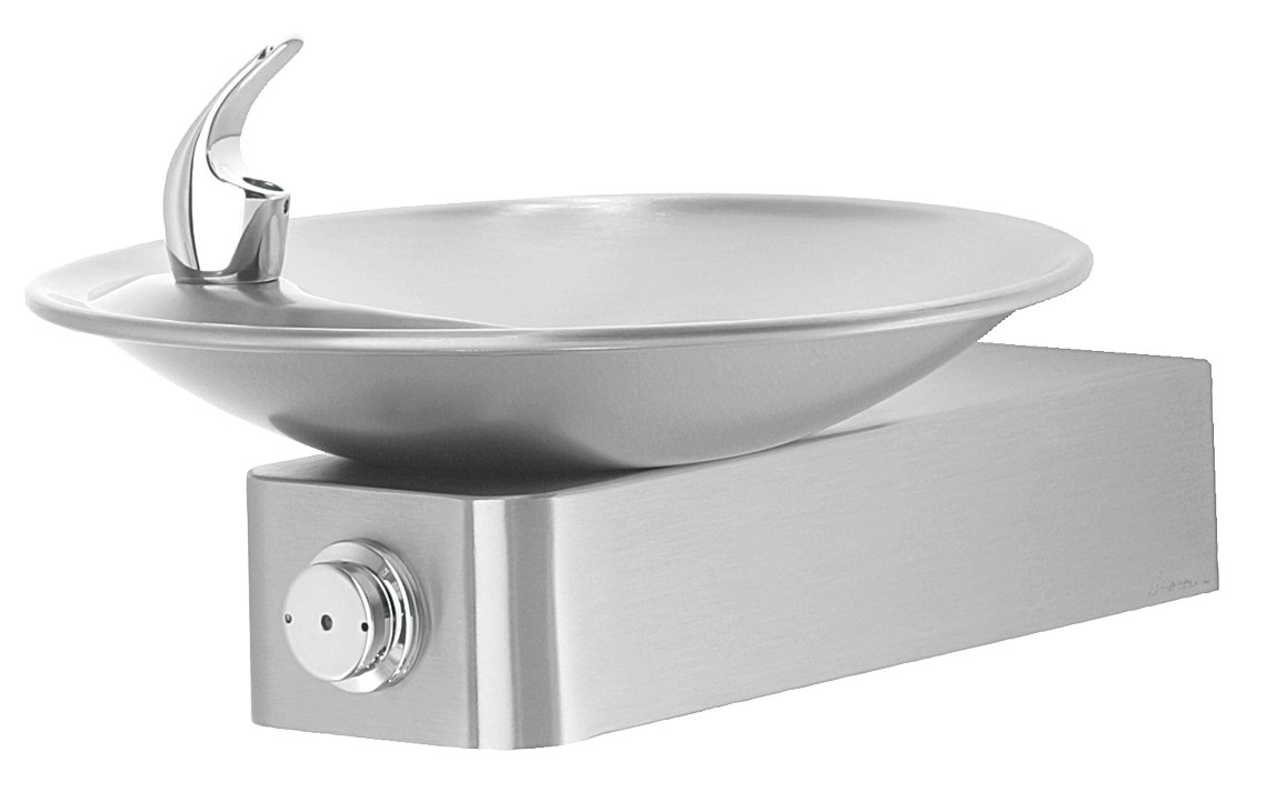 Haws 1001 Satin Finish 18 Gauge 304 Stainless Steel Barrier-Free Drinking Fountain with Sculpted Bowl