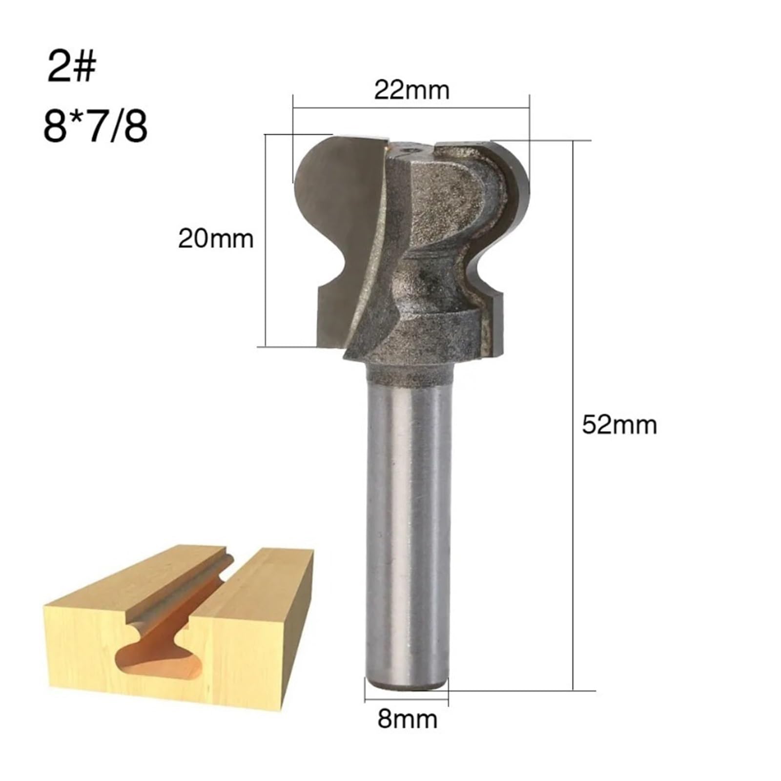 1pc 8mm Shank frezy do drewna klasy przemysłowej podwójny palec Bit wielofunkcyjne narzędzia obróbki frez trzpieniowy(NO2)