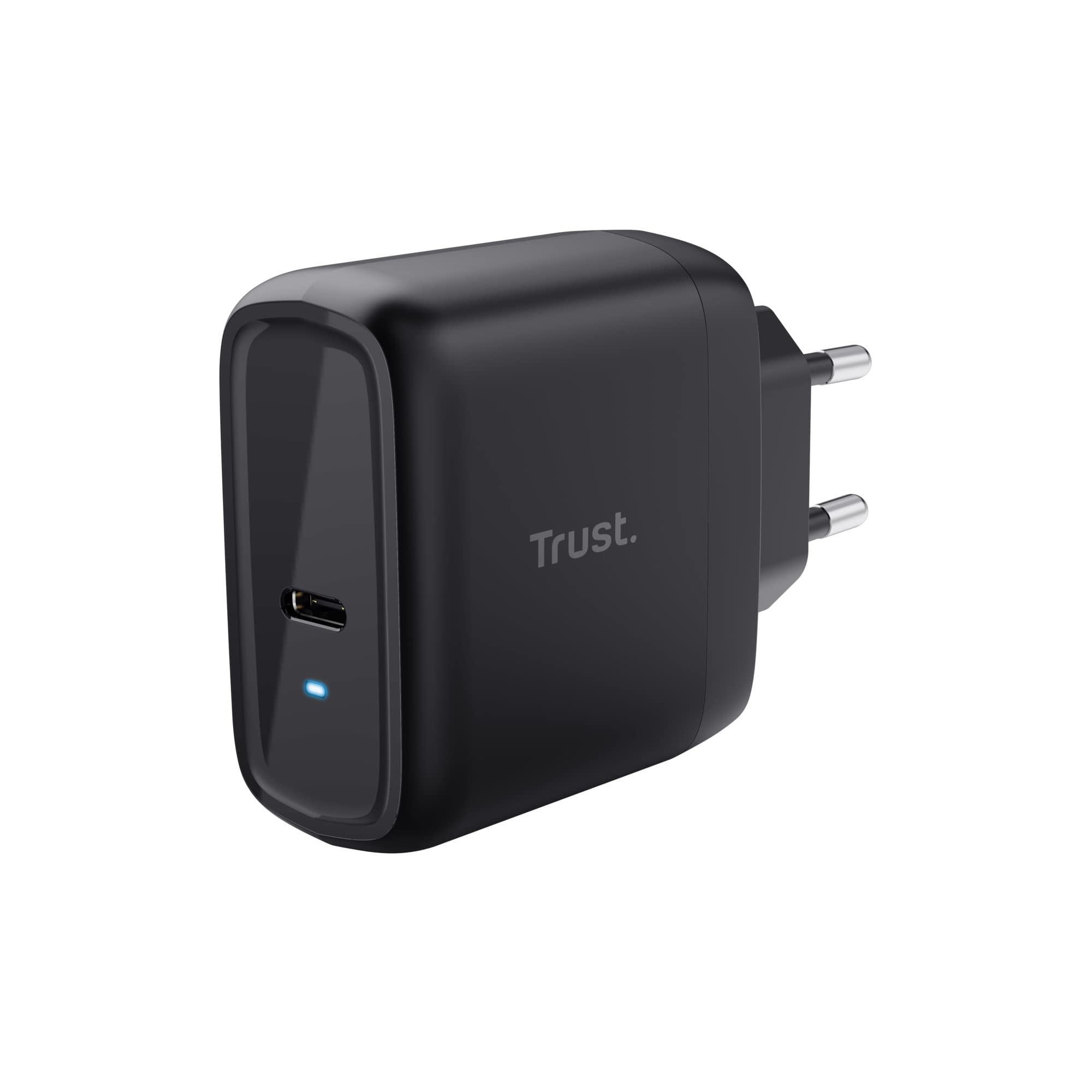 Trust Maxo Caricatore USB-C da 65W con Cavo USB-C da 2m, Nero | Caricatore Rapido, 75% con Materiali Riciclati, Adattatore di Alimentazione per iPhone iPad Samsung Smartphones Tablets