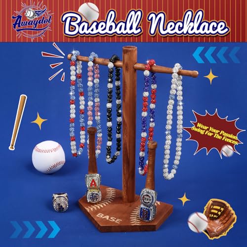 Baseball Beaded Necklace for Men,Baseball Necklace Gifts,Diamond Rhinestone Discoball bead necklace,Chain Necklace Gifts for Baseball Player Team Lovers