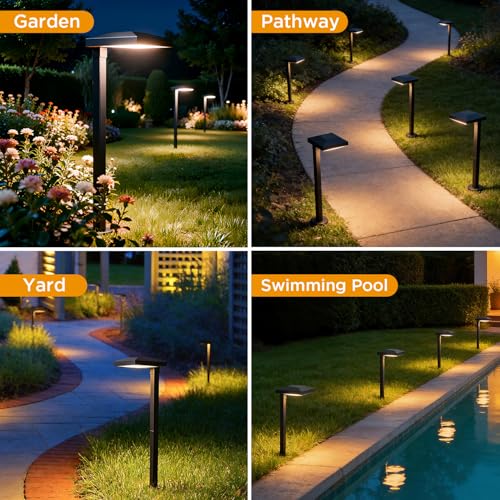 Image of LUTEC 6 Pack Low Voltage Pathway Lights, Aluminum 12V Landscape Lighting with Connectors,IP65 Waterproof Anti-Glare Wired LED Pathway Lights, 5W 500LM Warm White 3000K for Pathway, Yard, Garden