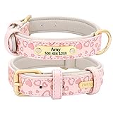 Acolchado y cómodo: collar de cuero suave hecho de microfibra exterior con tacto suave y bordes cónicos que parecen cuero, pero más fácil de limpiar que los collares de cuero para perro. El interior de piel sintética extremadamente acolchado proporciona a los perros un uso suave y seguro para caminar diariamente, entrenar, relajarse y hacer deporte en este cómodo collar.