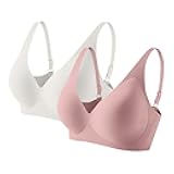 APRDFEU 2 Pack Jelly Bras for Women Wireless Push Up Bra High Support Deep V Soft Cozy Seamless Brassiere Sleep Everyday Bra