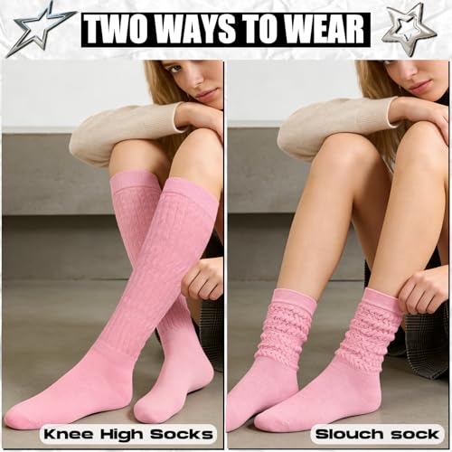Image of 6 Pairs Slouch Socks for Women, Soft Extra Long Thick High Slouch Slouchy Sock for Women Mothers Gifts