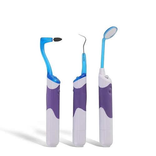 Herramienta quitamanchas de dientes, kit de limpieza para el cuidado bucal con luz LED para dentista, limpieza bucal familiar, raspador dental,