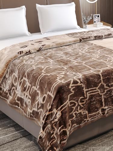 Image of Monte Carlo Double Bed Heavy Winter Blanket Moon Valley 2 Ply Box Pack 871 GSM | 4.5 KG, (240x220 CM) Coffee Beige