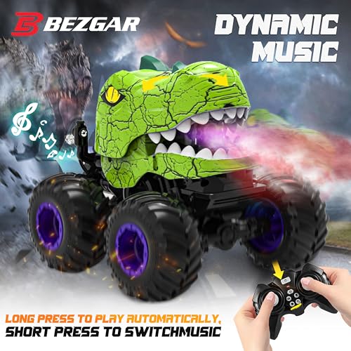 Image of BEZGAR Monster Truck Toys, 1:20 Remote Control Car with Spray, Light, Music