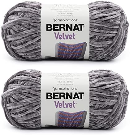 Bernat Velvet Vapor Gray Yarn - 2 Pack of 300g/10.5oz - Polyester - 5 Bulky - 315 Yards - Knitting/Crochet
