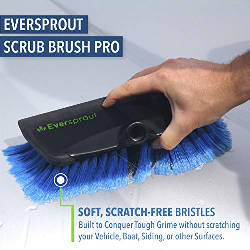 EVERSPROUT 7-to-19 Foot Scrub Brush (25+ Ft. Reach) | Long Lightweight Extension Handle | Soft Bristles wash Car, RV, Boat, Solar Panel, Floor, Deck | Rubber Bumper and Squeegee Prevents Scratches