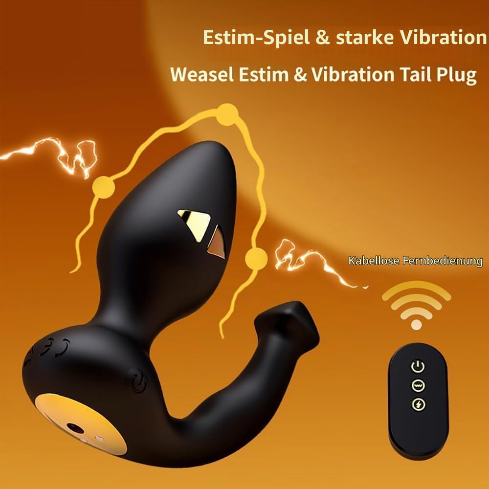 Fuchs Schwanz Elektro Shock Analvibratoren mit 7 Vibration 3 Elektroschock Modi G-Punkt Prostata Stimulation Elektroschock Analplug Sex Spielzeug Frau Cosplay SM Analspielzeuge für Frauen Paare