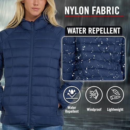 Spyder Packable Puffer Jacket Womens with Hood, Lightweight Full Zip Winter Quilted Womens Puffer Coat - Thumbnail 5