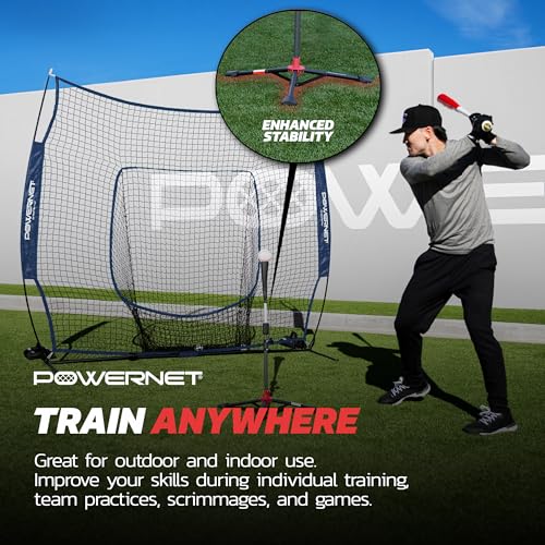PowerNet Baseball Softball Practice Net 7x7 with Baseball Accessories for Practice Pitching, Batting & Fielding, Ball Caddy, Weighted Baseballs, Tee (Navy 7x7 Net & Tee) by PowerNet - Used condition - Image 4