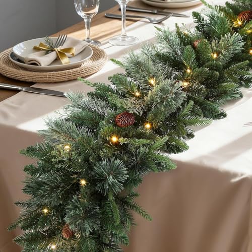 OasisCraft 9FT Pine Cone Prelit Garland