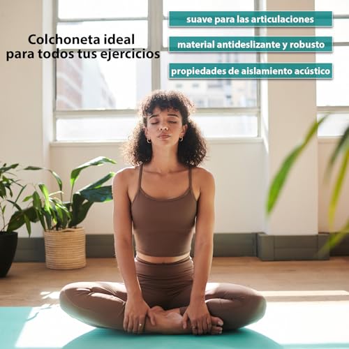 ALPIDEX Esterilla Yoga Gruesa 1,5 cm Colchoneta Antideslizante Tapete Gymnasia Pilates 3 Anchos Fitness Mat Alfombra Deporte Fitness Ejercicios Mat Gimnasio Casa, Turquoise, 190 x 60 x 1.5 cm - imagen 6