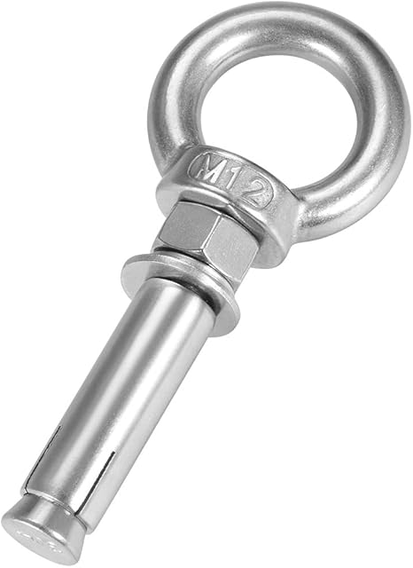sourcing map M12 x 80 Expansion Eyebolt Eye Nut Screw with Ring 304 Stainless Steel Anchor Raw Bolts 1 Pcs