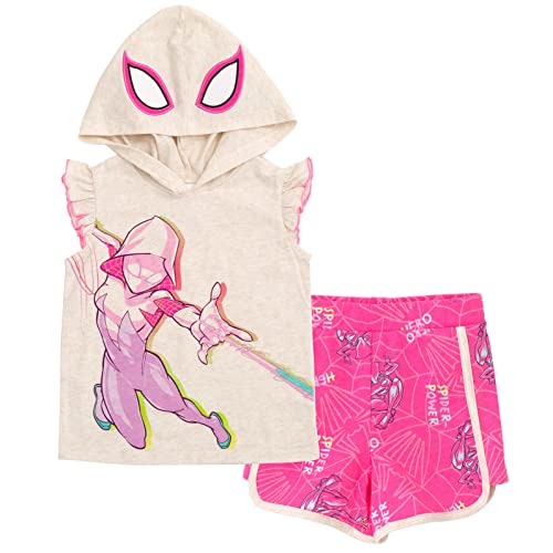 Image of Marvel Spider-Man Girls Cosplay Tank Top and French Terry Dolphin Shorts Outfit Set Toddler to Big Kid Sizes (2T - 14-16)