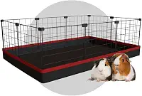 Cercado Aramado Pet Porquinho da Índia 60x90cm com Bandeja Higiênica Tapete Impermeável Fácil de Limpar Cercadinho Proteção (Tela Preta e Tapete Laranja)
