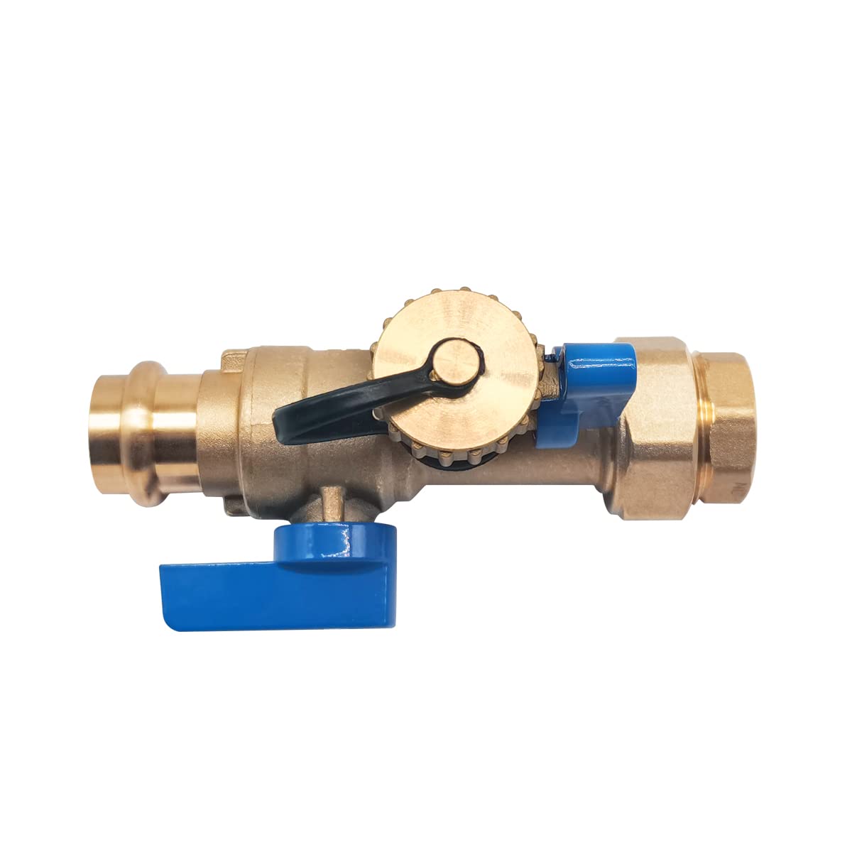 Kit de válvula de servicio de aislamiento de calentador de agua sin tanque de 3/4 pulgadas con válvula de alivio de presión, latón limpio FNPT X PRESS, válvula de instalación de servicio de 3/4
