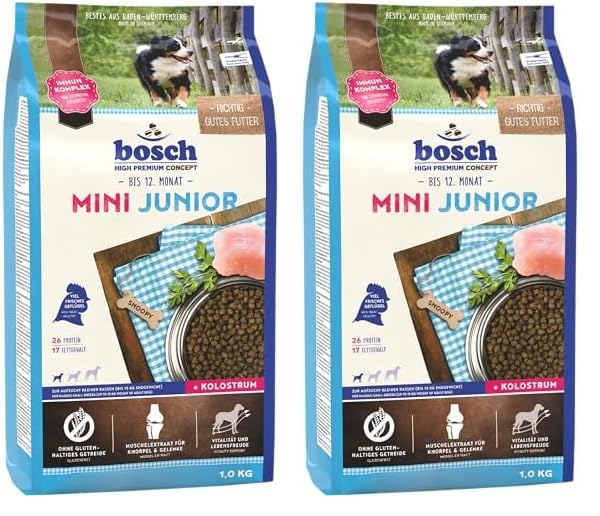 Bosch HPC Mini Junior | Hundetrockenfutter zur Aufzucht Kleiner Rassen (bis 15 kg) | 1 x 3 kg (Packung mit 2)