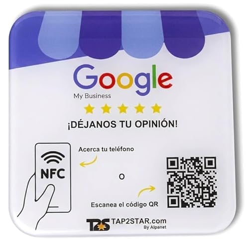 Placa Epoxy Reseñas Google NFC y QR - Compatible Superficies Metálicas con Antimetal - Aumentar Valoraciones Google - Fácil Configuración Web App - iPhone y Android - Sin Suscripciones