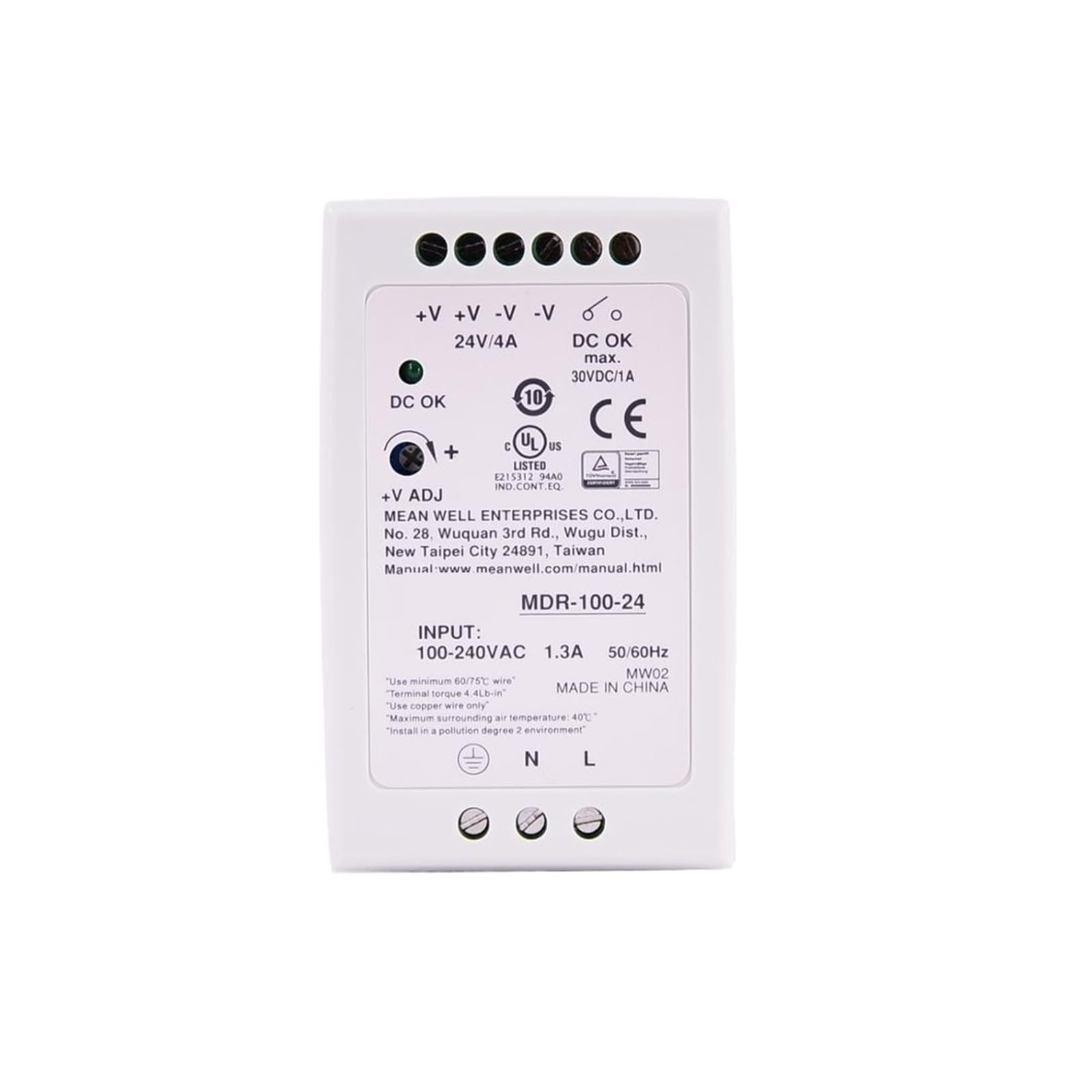 Alimentation MDR-60 15V sur rail DIN pour armoire électrique