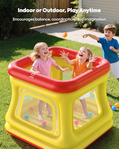 Image of QPAU 3-in-1 Inflatable Bounce House with Pump for Toddlers 1-3