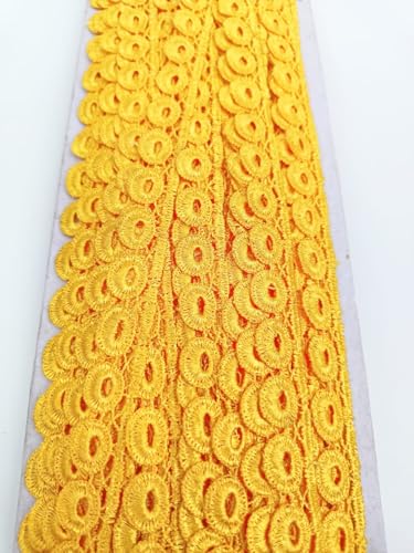 Image of Swag Polyester Lace, Border Lace, Cotton Lace, Gota Patti Lace (9 Meter, Yellow)