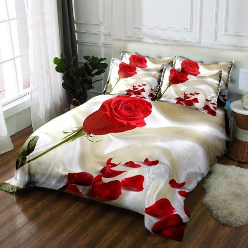 RONGXIE Twin Full king Queen girls wedding Rose bedding set California king 3D bedsheet Duvet bed cover Pillowcase