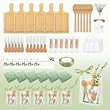73 Pcs Baby Shower Prizes for Game Winners Adults 6 Sets Bamboo Cheese Boards Fork Butter Spreaders Spoons Bottle Opener Gifts Bags for Valentine’s Day Baby Shower Wedding Bridal Shower Favors(Square)