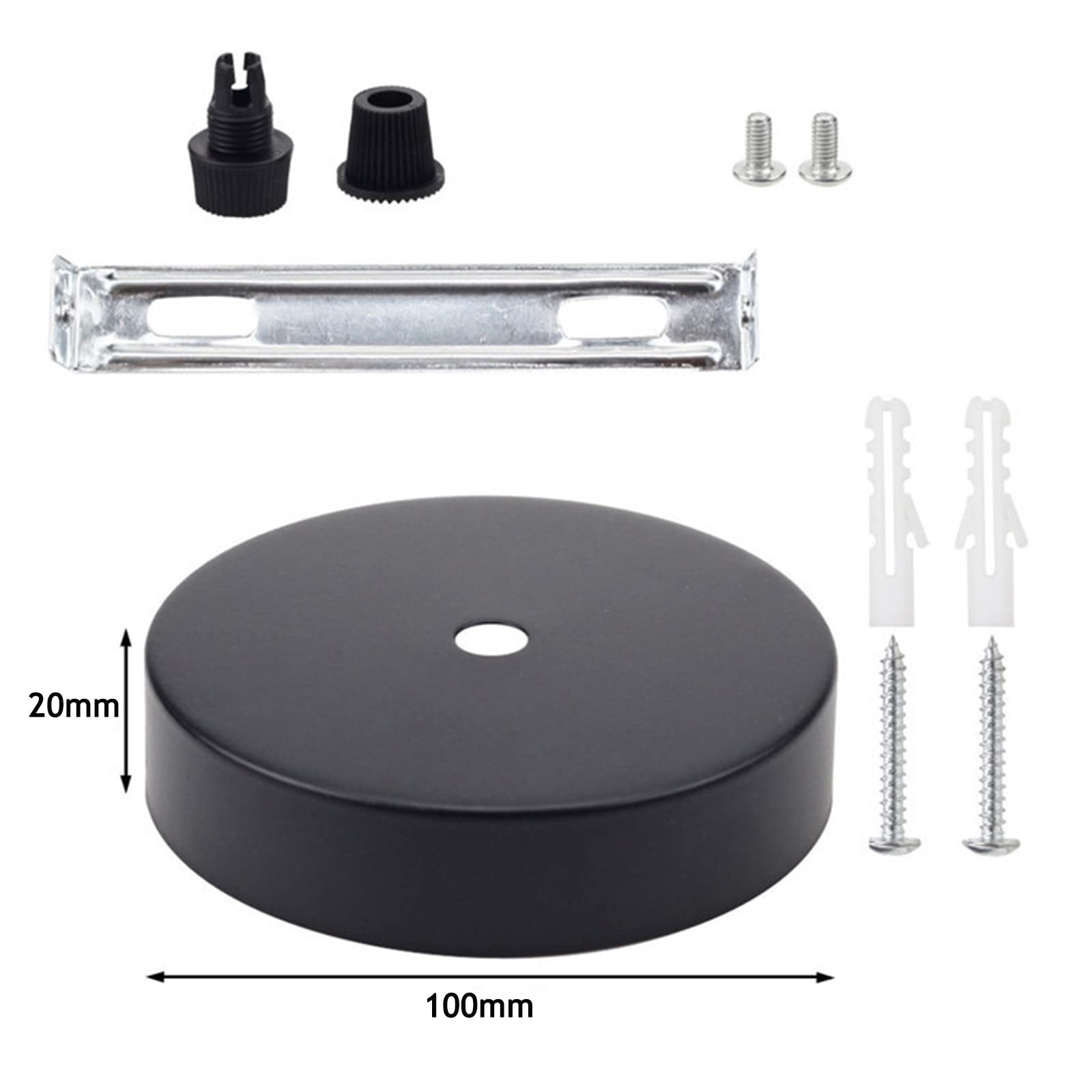 Plafoniera Da Soffitto Rotonda In Metallo Nero, Diametro 100 Mm, Profondità 20 Mm, Per Lampadario A Sospensione, Corridoio O Balcone
