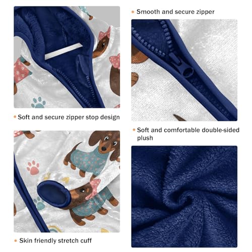 Cute Dogs with Rainbow Backgrounds Toddler Fleece Jacket Girl Boys Hooded Fleece Jacket Coat3