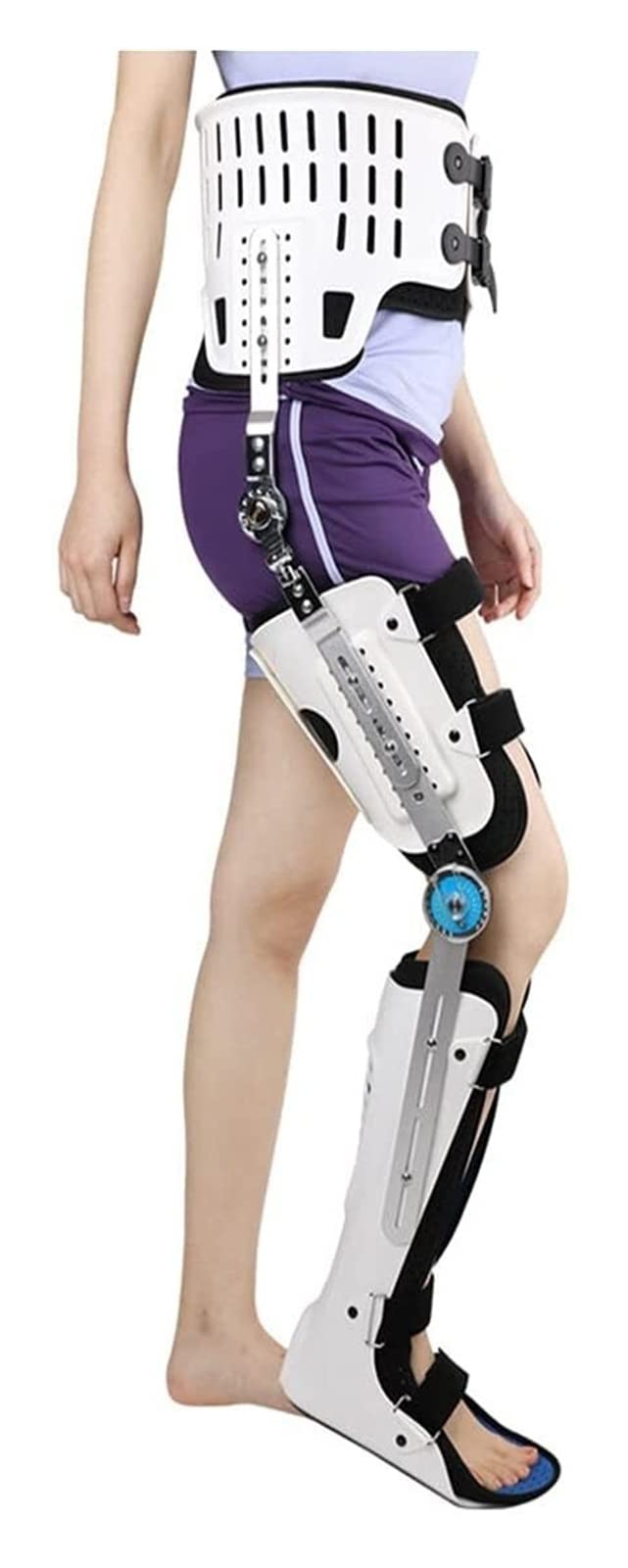 Cadera Rodilla Tobillo Pie Ortesis Equipo de rehabilitación Fijo Pierna Cadera Caminar Fijo Botas para Caminar Brace 22.7.27 (Color : Right White, Size : M)
