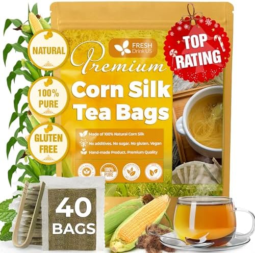 FreshDrinkUS, Premium 40 Bags Corn Silk Tea, 100% Natural & Pure.