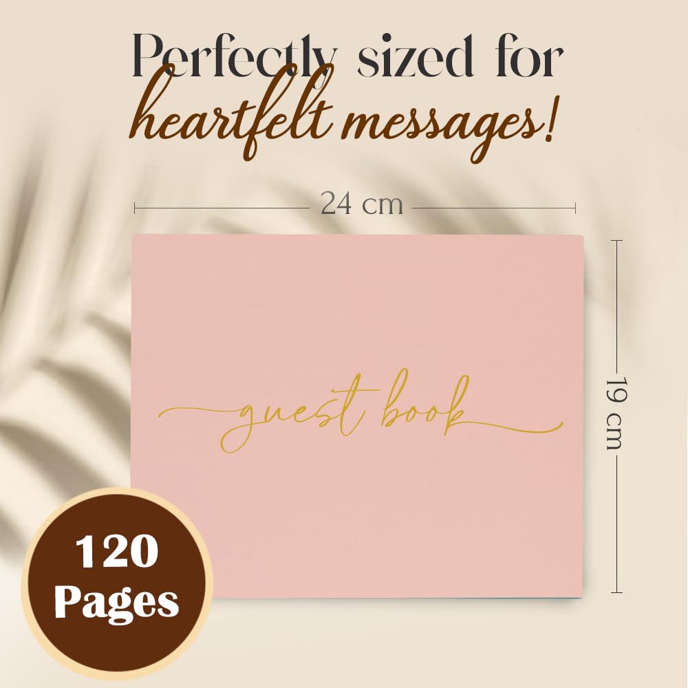 Plantvibes Wedding Guest Book, 120 Thick Pages that Prevent Ink from Bleeding Through, Modern Style with Golden Title - Image 3