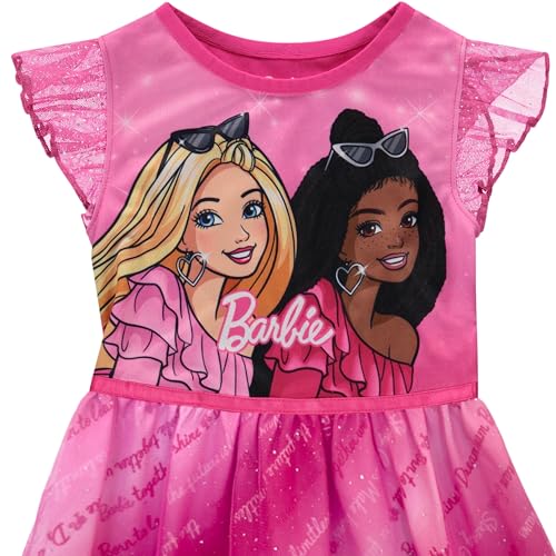 Komar Kids Barbie Toddler Girls Nightgown with Scrunchie - Dress Up Fantasy Gown Pajamas3