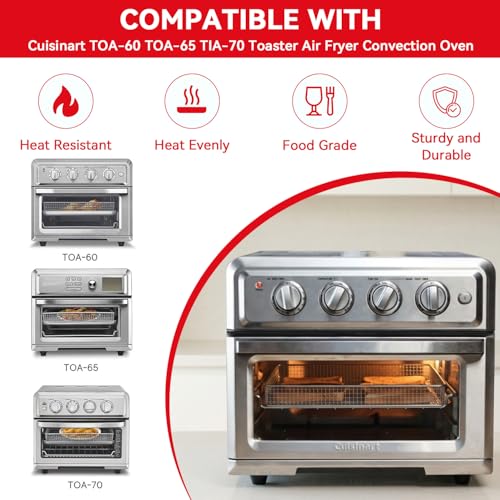 Image of 3PCS Baking Set for Cuisinart TOA-60 /65 /70 Air Fryer Oven, Basket Pan | Air Fryer Toaster Oven,Air Fryer Basket Pan Rack for Oven Air Fryer Accessories,Dishwasher Safe