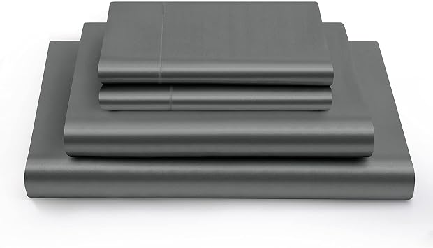 Mulberry Silk 6A Graded 19 Momme Solid Sheet Set | Twin39"X75" Dark Grey |Comfy&Cozy Set Upto 18"inch Deep Pockets with Elastic Bounded 4 Piece Set | Oeko-Tex Standard