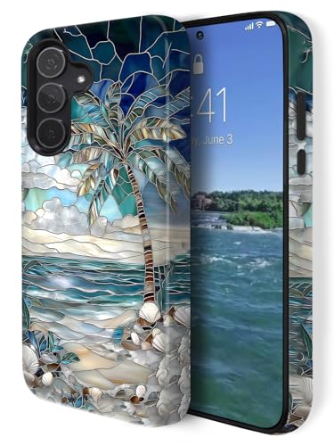Coque Samsung Galaxy S26 5G vitrail palmier pour vos vacances d'été à la plage