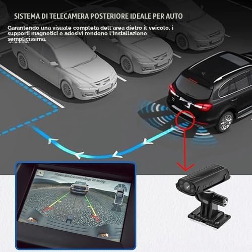 Telecamera di Retromarcia per Gancio di Traino, Telecamera per la Retromarcia WiFi HD 1080P, Telecamera di Backup per Camper con Base Adesiva Magnetica, Rilevamento del Movimento