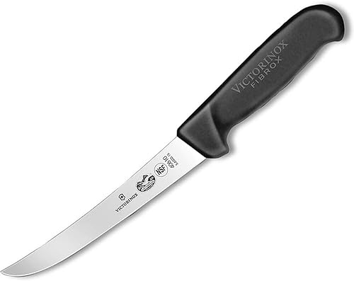 Victorinox Cuchillo deshuesador de 6", hoja ancha curvada, rígido, mango Fibrox negro 5.6503.15