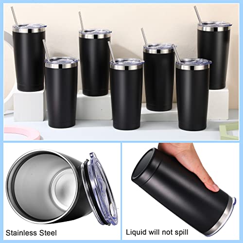 Eaasty-25-Pack-Insulated-Travel-Tumbler-with-Straw-and-Lids-20-oz-Stainless-Steel-Vacuum-Tumbler-Cups-Powder-Coated-Coffee-Mug-for-Cold-and-Hot-Drinks-Black